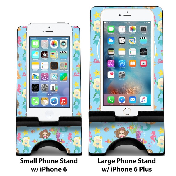 Mermaids Compare Phone Stand Sizes - with iPhones