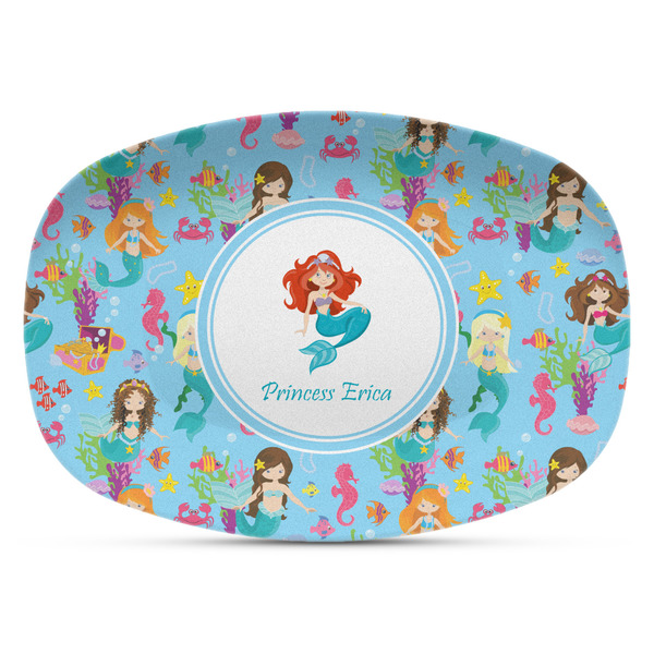 Custom Mermaids Plastic Platter - Microwave & Oven Safe Composite Polymer (Personalized)