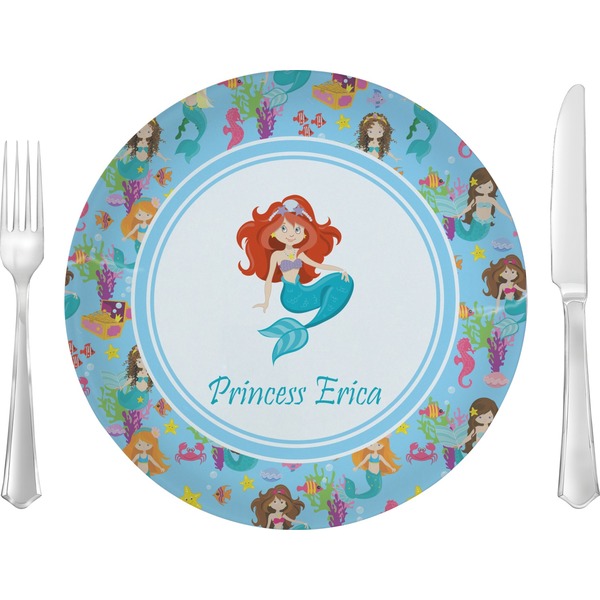 Custom Mermaids 10" Glass Lunch / Dinner Plates - Single or Set (Personalized)