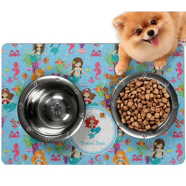Custom Mermaids Dog Food Mat - Small w/ Name or Text