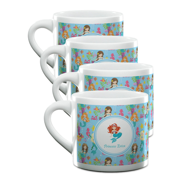 Custom Mermaids Double Shot Espresso Cups - Set of 4 (Personalized)