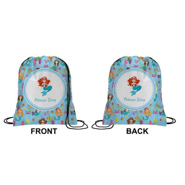 Mermaids Drawstring Backpack Front & Back Medium