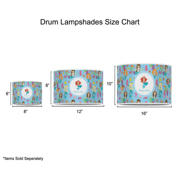 Mermaids Drum Lampshades - Sizing Chart