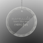 Mermaids Engraved Glass Ornament - Round