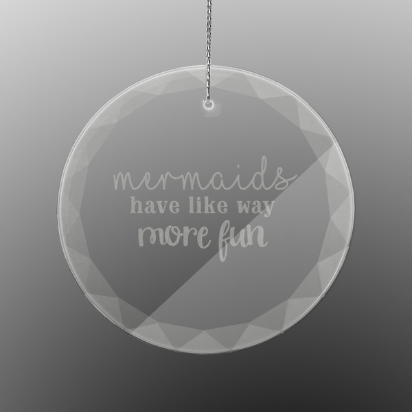 Mermaids Engraved Glass Ornament - Round (Front)