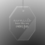 Mermaids Engraved Glass Ornament - Octagon