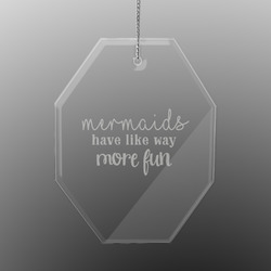 Mermaids Engraved Glass Ornament - Octagon (Personalized)