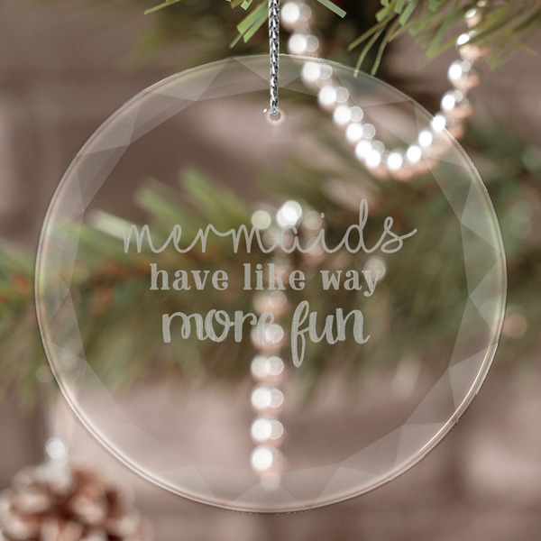 Custom Mermaids Engraved Glass Ornament