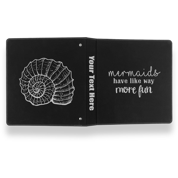 Mermaids Leather Binder - 1" - Black- Back Spine Front View