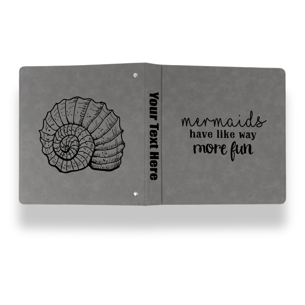 Mermaids Leather Binder - 1" - Grey - Back Spine Front View