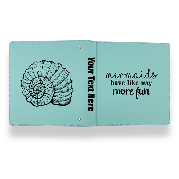 Mermaids Leather Binder - 1" - Teal - Back Spine Front View