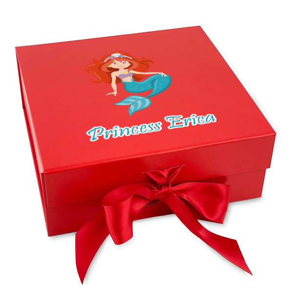 Custom Mermaids Gift Box with Magnetic Lid - Red (Personalized)
