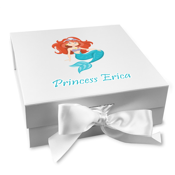Custom Mermaids Gift Box with Magnetic Lid - White (Personalized)