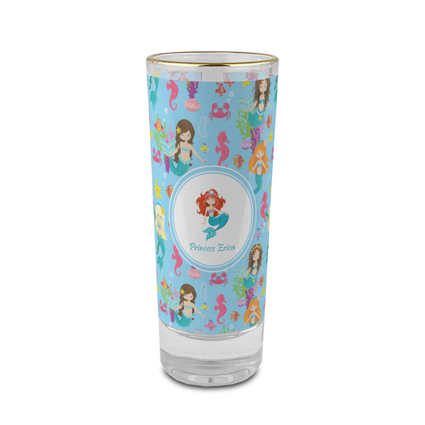 Custom Mermaids 2 oz Shot Glass - Glass with Gold Rim (Personalized)