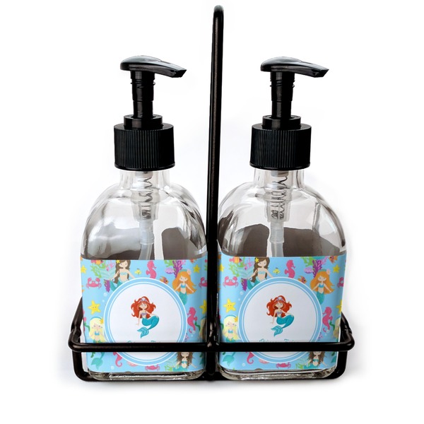 Custom Mermaids Glass Soap & Lotion Bottle Set (Personalized)