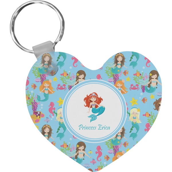 Custom Mermaids Heart Plastic Keychain w/ Name or Text