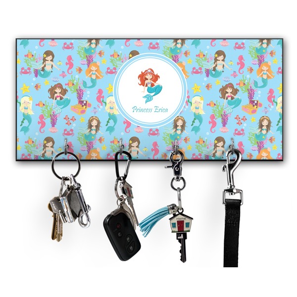 Custom Mermaids Key Hanger w/ 4 Hooks w/ Graphics and Text