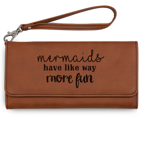 Custom Mermaids Ladies Leatherette Wallet - Laser Engraved - Rawhide