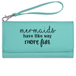 Mermaids Ladies Leatherette Wallet - Laser Engraved- Teal