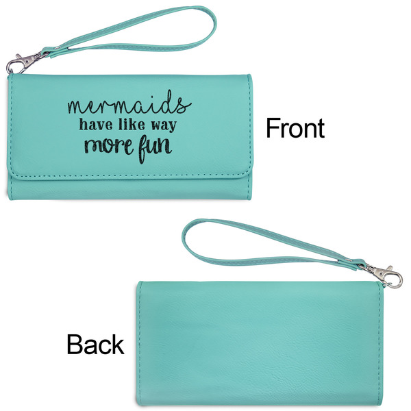 Mermaids Ladies Wallets - Faux Leather - Teal - Front & Back View