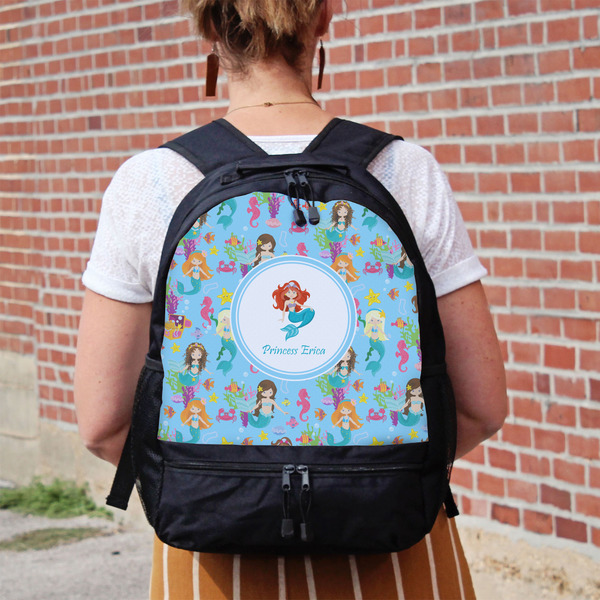 Mermaids Large Backpack - Black - On Back