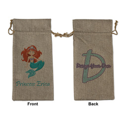Mermaids Large Burlap Gift Bag - Front & Back (Personalized)