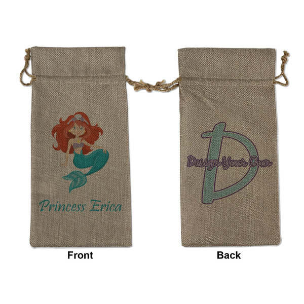 Custom Mermaids Large Burlap Gift Bag - Front & Back (Personalized)