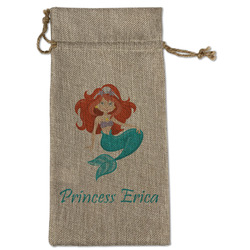 Mermaids Large Burlap Gift Bag - Front (Personalized)