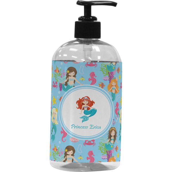 Custom Mermaids Plastic Soap / Lotion Dispenser (16 oz - Large - Black) (Personalized)