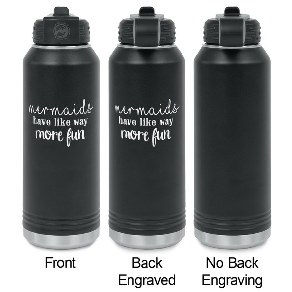 Mermaids Laser Engraved Water Bottles - 2 Styles - Front & Back View