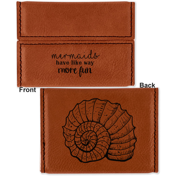 Mermaids Leather Business Card Holder - Front Back