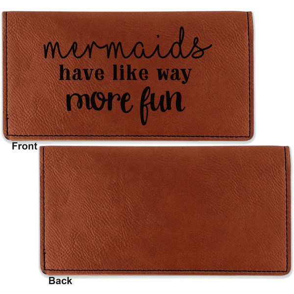 Mermaids Leather Checkbook Holder Front and Back Single Sided - Apvl