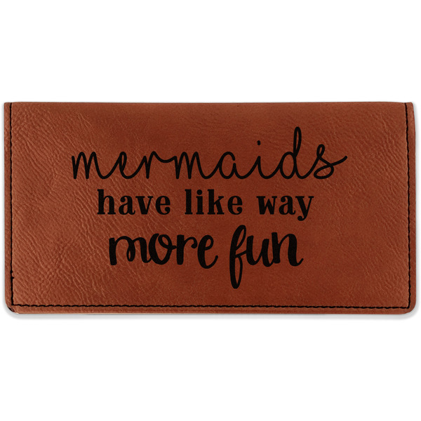 Custom Mermaids Leatherette Checkbook Holder - Single Sided