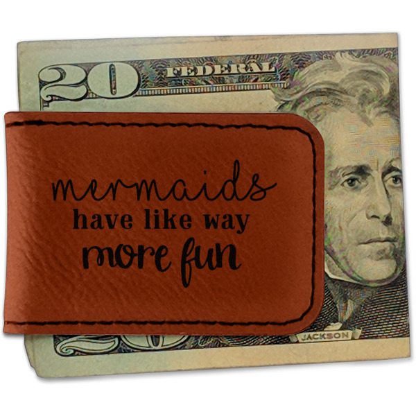 Custom Mermaids Leatherette Magnetic Money Clip - Single Sided