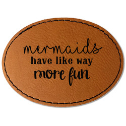 Mermaids Faux Leather Iron On Patch - Oval