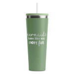 Mermaids RTIC Everyday Tumbler with Straw - 28oz - Light Green - Double-Sided (Personalized)