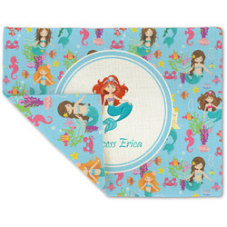 Mermaids Double-Sided Linen Placemat - Single w/ Name or Text