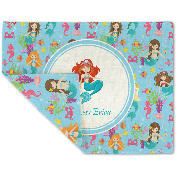 Custom Mermaids Double-Sided Linen Placemat - Single w/ Name or Text