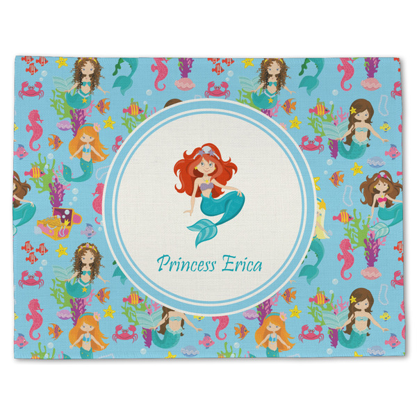 Custom Mermaids Single-Sided Linen Placemat - Single w/ Name or Text