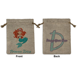 Mermaids Medium Burlap Gift Bag - Front & Back (Personalized)