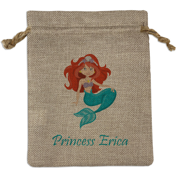 Custom Mermaids Medium Burlap Gift Bag - Front (Personalized)