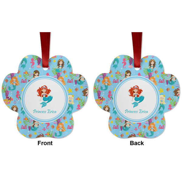 Mermaids Metal Paw Ornament - Front and Back