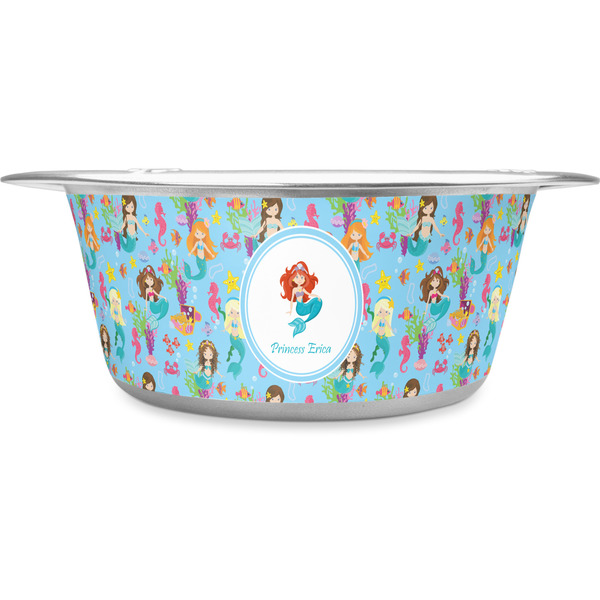 Custom Mermaids Stainless Steel Dog Bowl - Large (Personalized)
