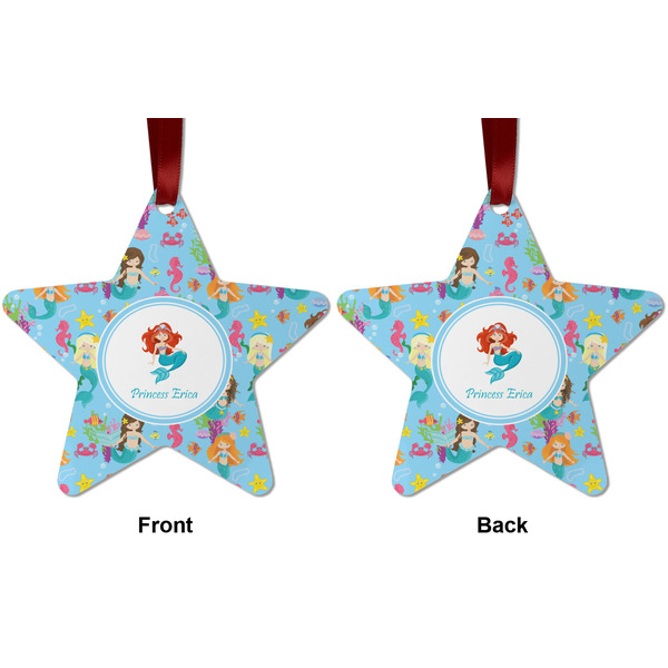 Mermaids Metal Star Ornament - Front and Back