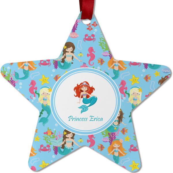 Custom Mermaids Metal Star Ornament - Double Sided w/ Name or Text