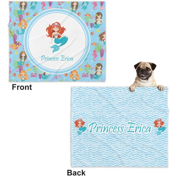 Mermaids Microfleece Dog Blanket - Large- Front & Back