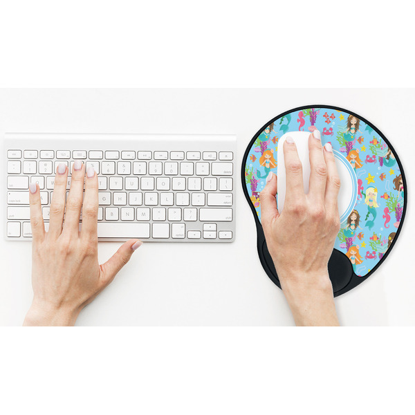 Mermaids Mouse Pad with Wrist Rest - LIFESYTLE 2 (in use)