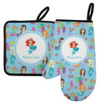 Mermaids Left Oven Mitt & Pot Holder Set w/ Name or Text