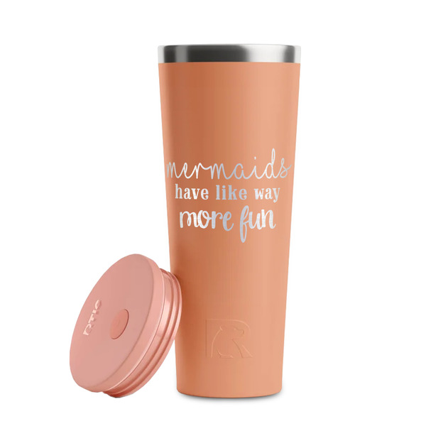 Mermaids Peach RTIC Everyday Tumbler - 28 oz. - Lid Off