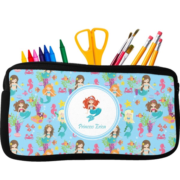 Custom Mermaids Neoprene Pencil Case - Small w/ Name or Text